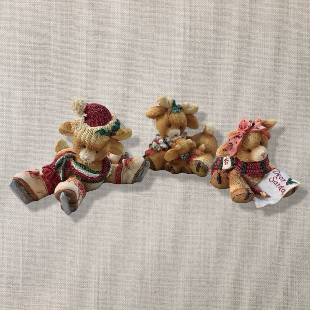 Enesco North Pole Cargo Reindeer Figurine Lot 3 Mary Rhyner Christmas Deer